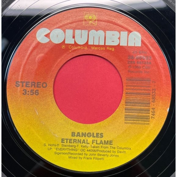 The Bangles Eternal Flame / What I Meant to Say 45 Rock Pop 1989 Columbia - Picture 1 of 4